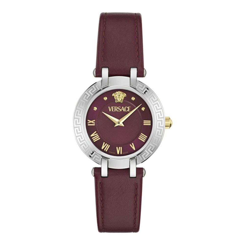 Versace  Antlia Leather Watch Two Tone Womens